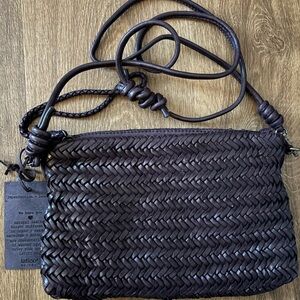 Latico Hale Aubergine Woven Leather Crossbody Bag